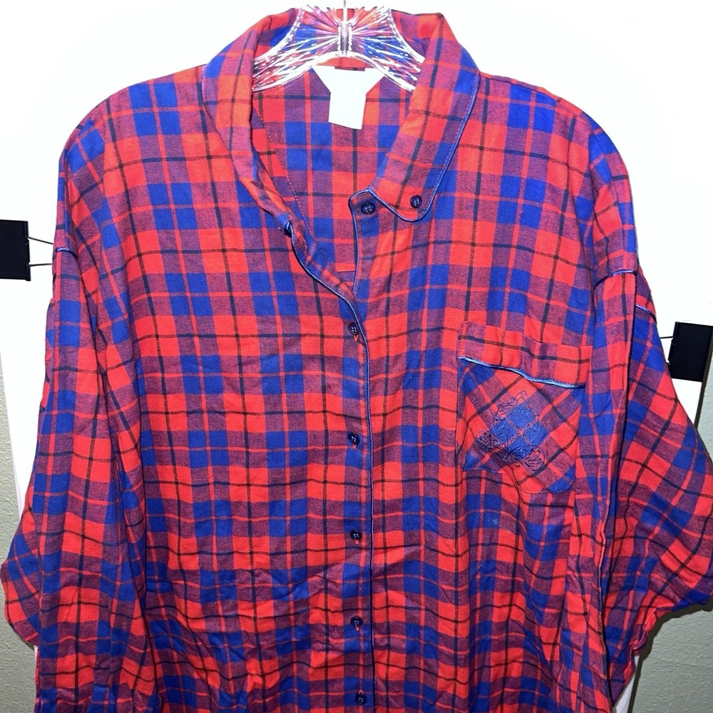 Vintage Sabrina Mervyn's Plaid Cotton Nightgown NWT Large 80s 90s GrandmaCore